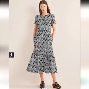 Tiered Easy Jersey Midi Dress Size 4